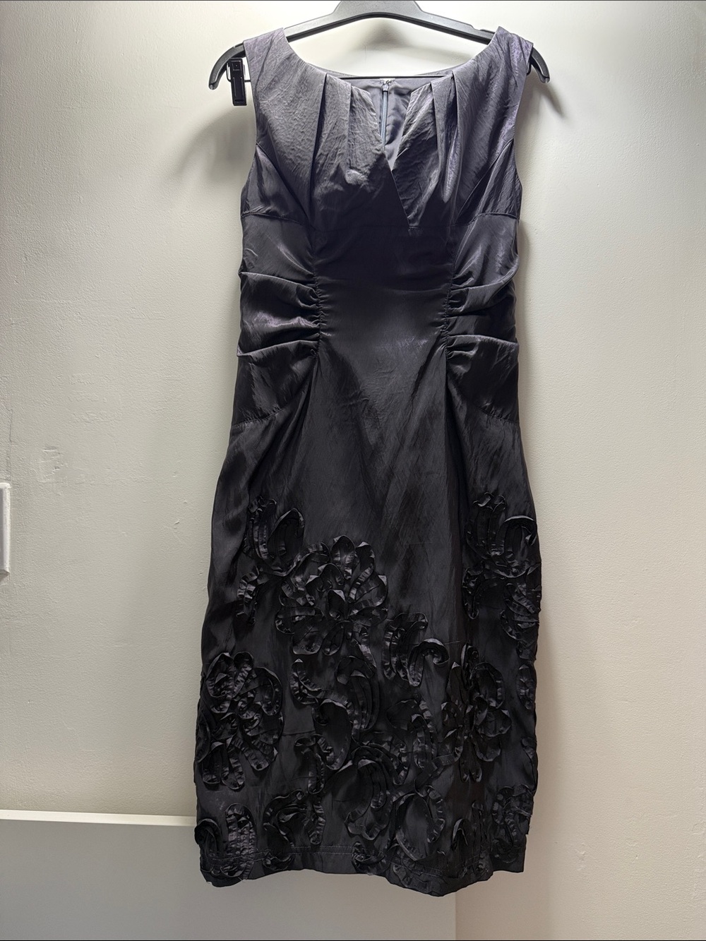 Adrianna Papell black+grey Floral Appliqué Sheath Dress